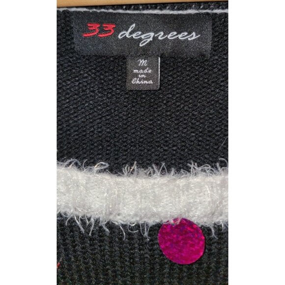 33 Degrees Christmas Flamingo Sequin Sweater Dress Tunic (M) Pink Silver Holiday - Picture 2 of 12